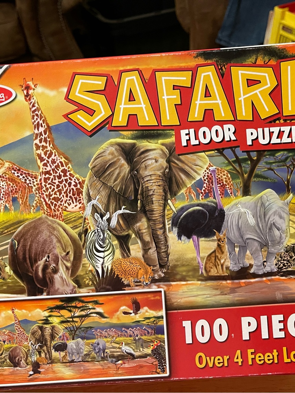 Melissa & Doug Safari Animals Floor Puzzle 100 Pieces Over 4 Feet Long #2873